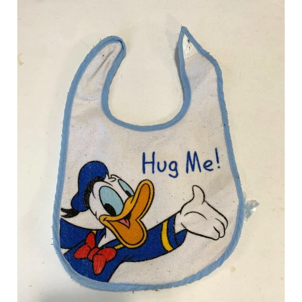 Vintage Disney Baby Drool Bib Donald Duck Hug Me Terry Cloth Front Plastic Back